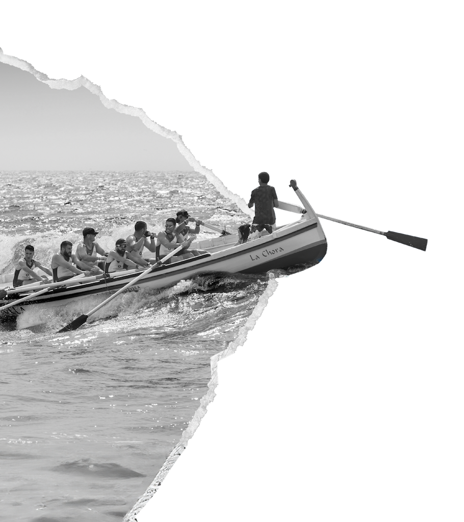 A rowing crew pulling together