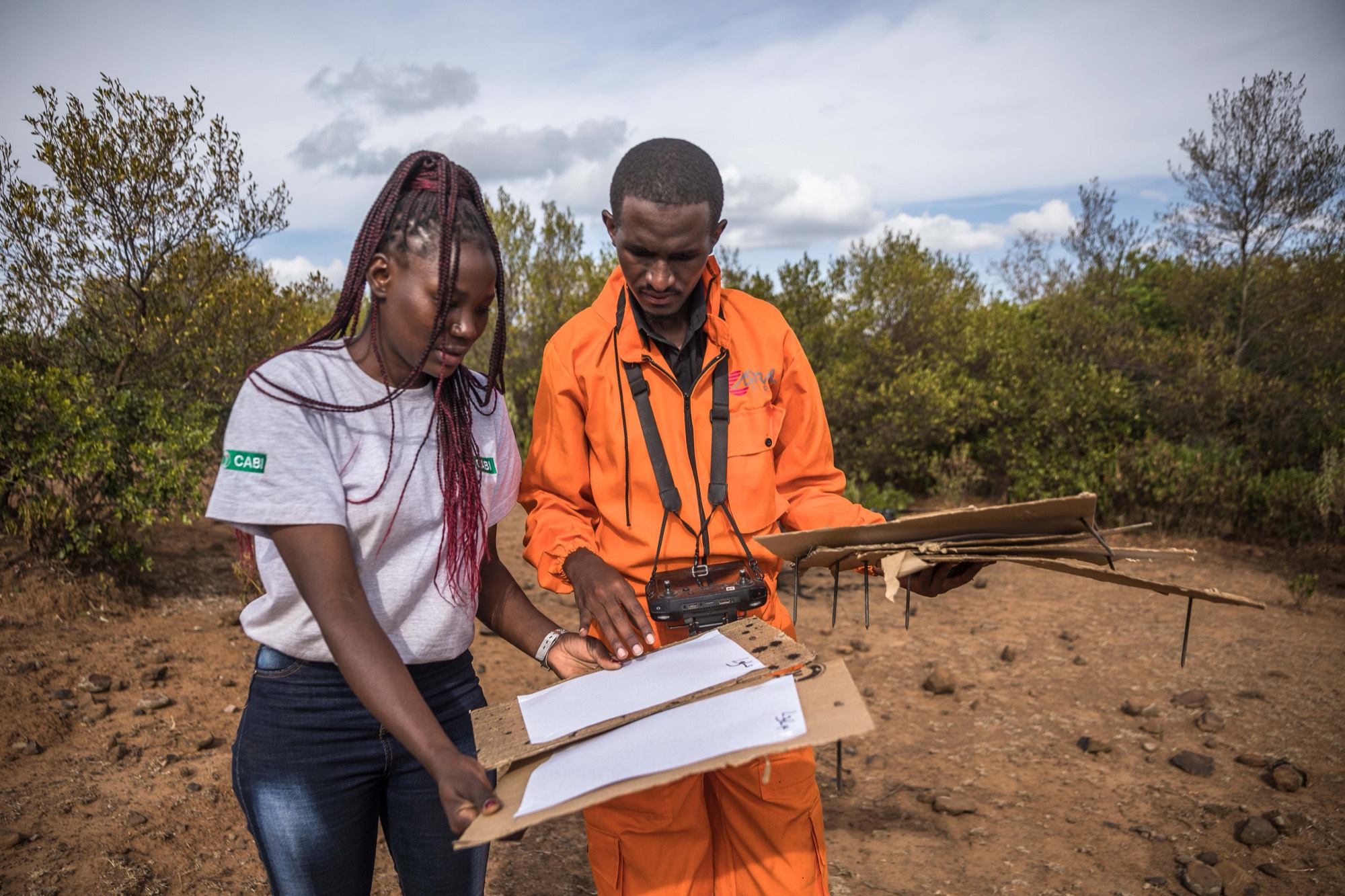 Two people examining field data together on a Brink programme